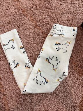 Hanna Andersson White Leggings with Rainbow-Maned Unicorns